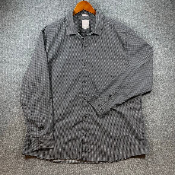 A Frame Button Up Shirt Men's XXL Black/White Geometric AOP Regular Fit Stretch - Picture 1 of 12